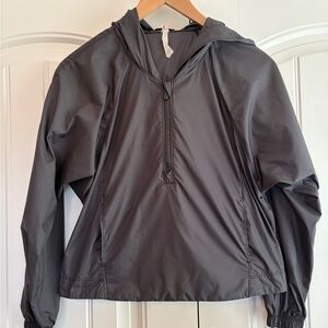 Lululemon Scuba‎ Cropped Quarter Zip Black Hooded Jacket Pullover Women's Size 4